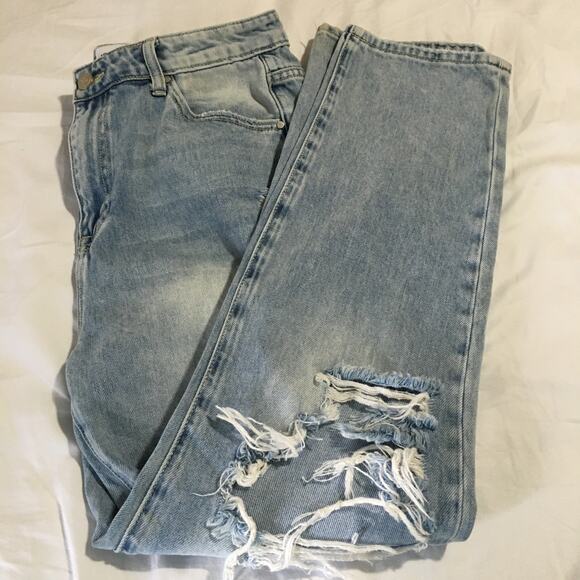 Insane Gene High Rise Destroyed Loose Straight Jeans Size 9/28 - Picture 10 of 14